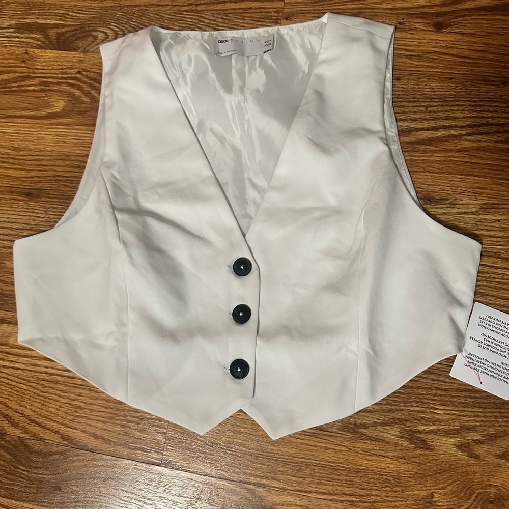 🆕 ASOS DESIGN Cropped Button Down Vest Size 12 - Picture 8 of 12